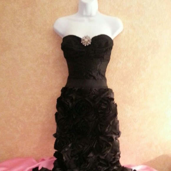 Black Lace Corset 3D Rosette Mermaid Wedding Gown